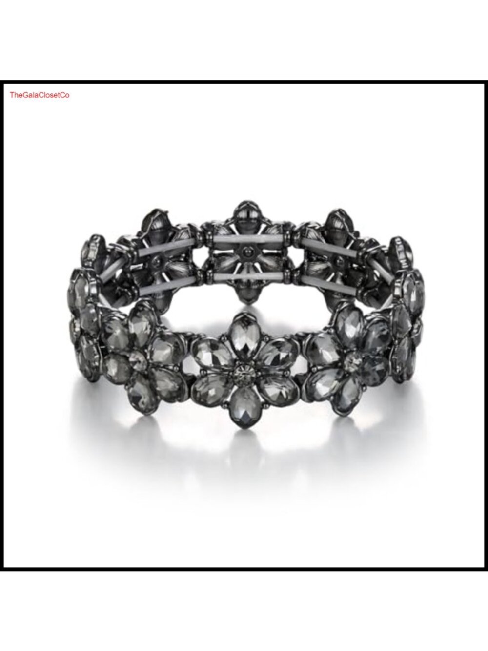 Crystal Flower Stretch Bracelet Rhinestone Boho Wedding Party